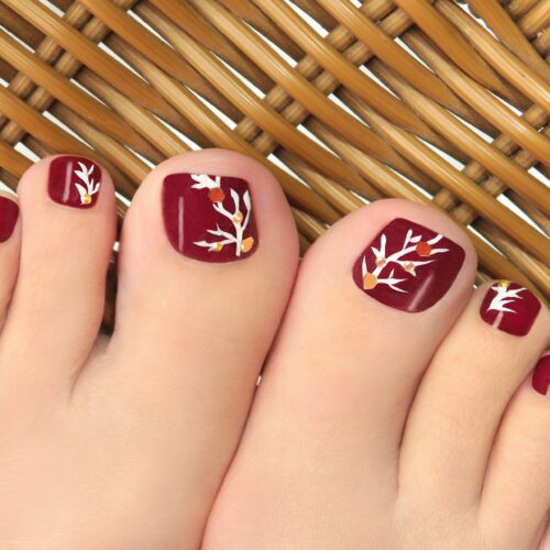 Skilfully hand drawn pedicure nail art